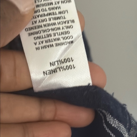 Saks Fifth Avenue Blue and White Plaid Casual Shirt 💯 linen - Picture 4 of 7